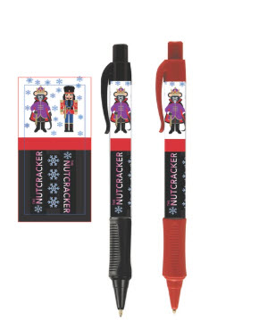 Nutcracker and Mouse King Click Pen Black or Red with Wraparound Character Print